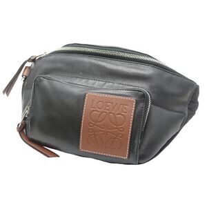 Loewe Anagram Leather Crossbody Belt Bag Black Brown
